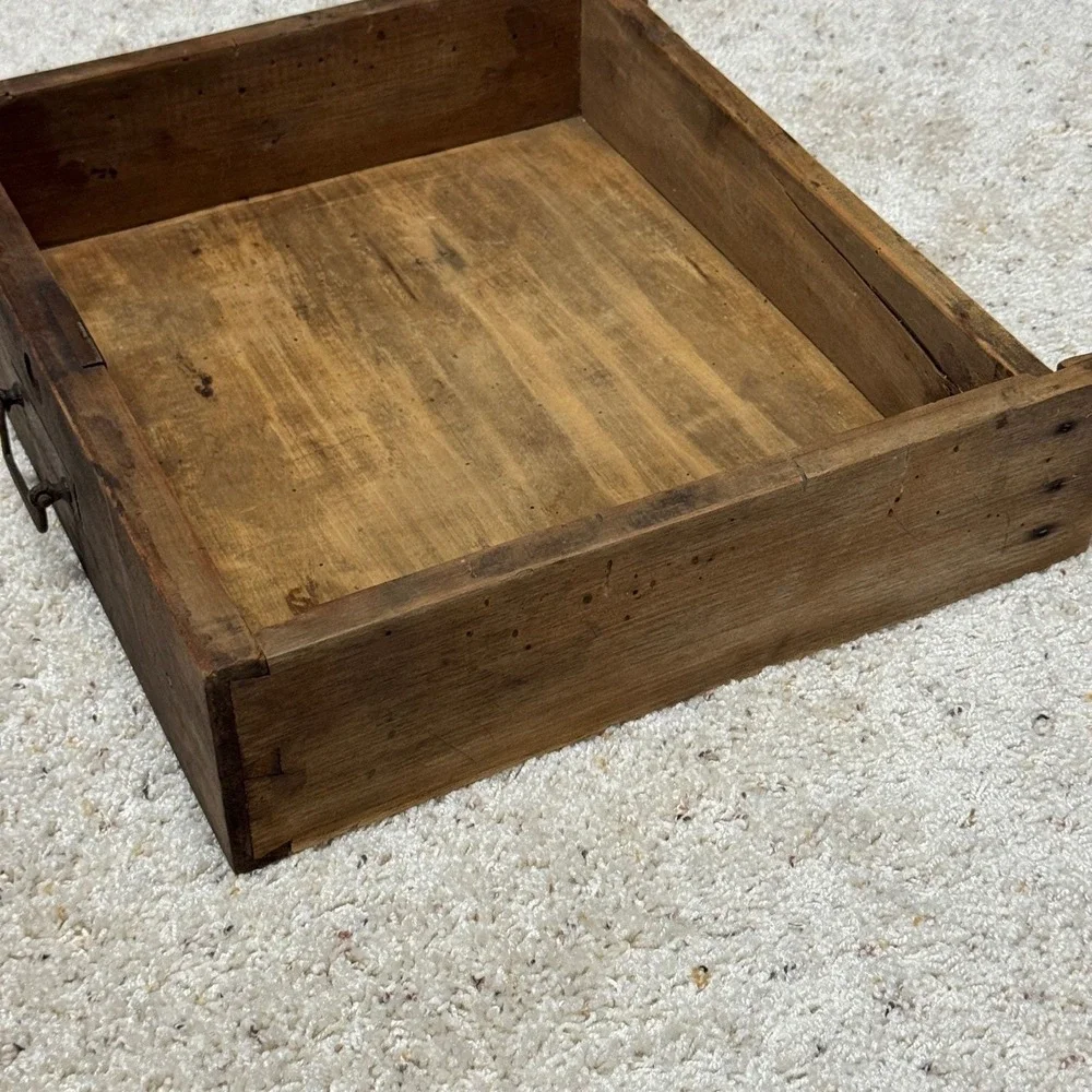 Antique Primitive Wooden Drawer Dovetail Joinery Rustic Farmhouse Storage Bin